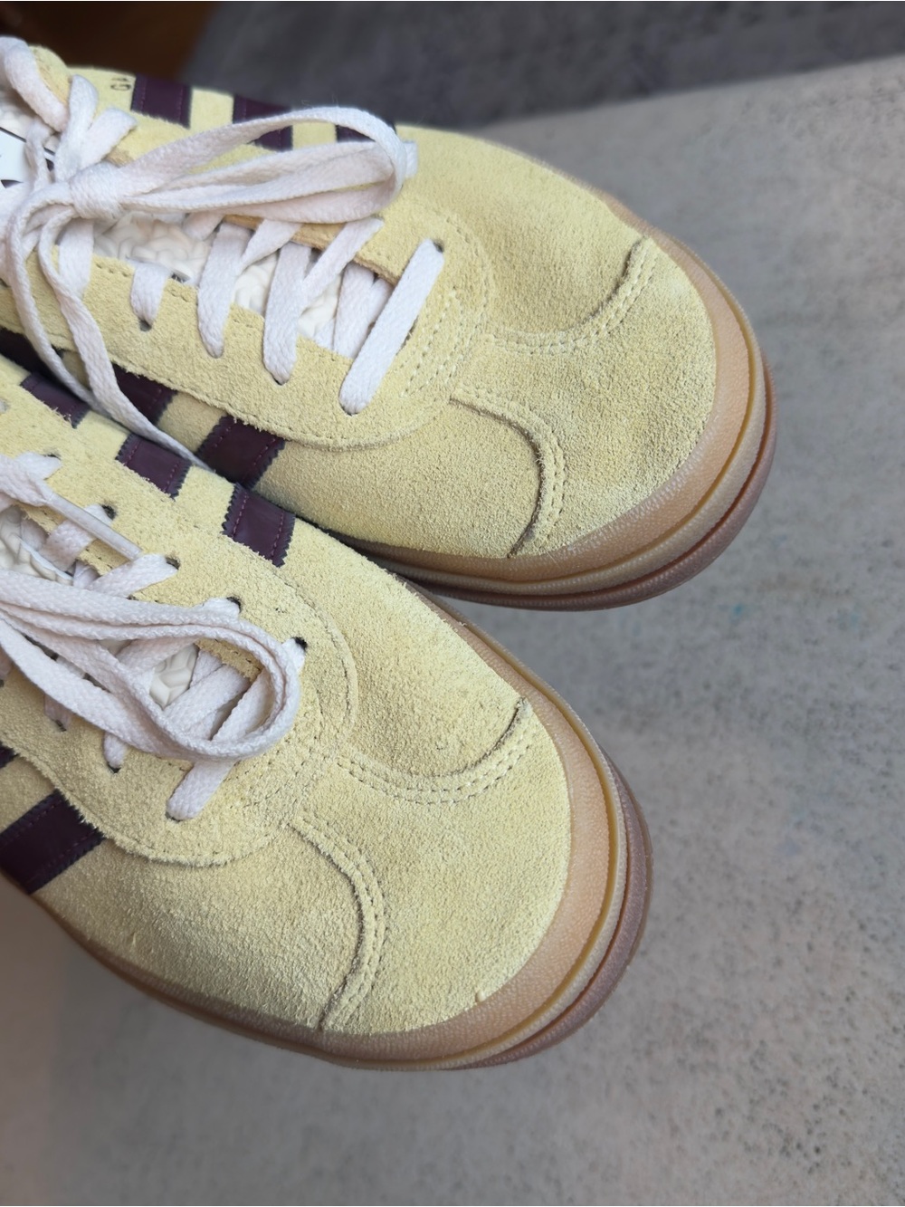 adidas Gazelle Suede Sneakers in Yellow with Maroon Accents - Picture 8 of 13
